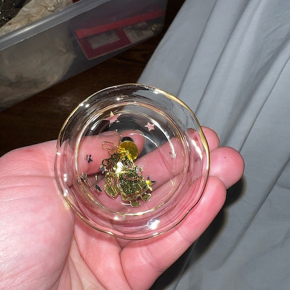 Vintage Silvestri Glass Christmas Ornament Clear Gold Santa Charm In Box - Picture 7 of 10